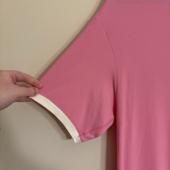 Skims Women S Blush Pink Oversized Soft Lounge Ringer T-Shirt Long Maxi Dress - Picture 6 of 11